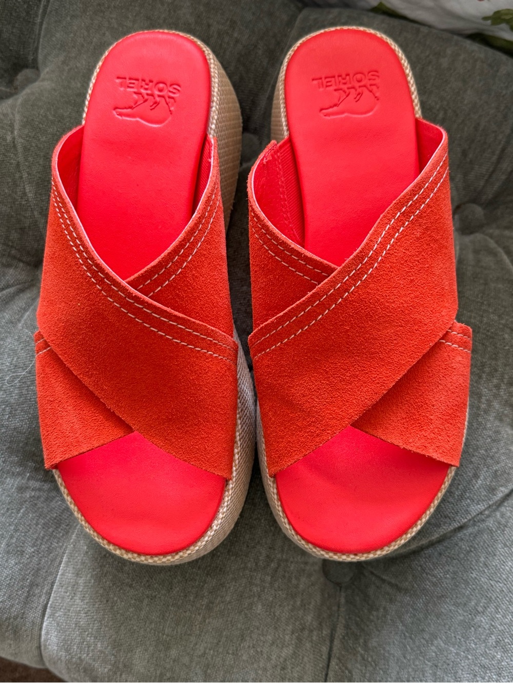 Sorel Women's Suede Crisscross Wedge Slides